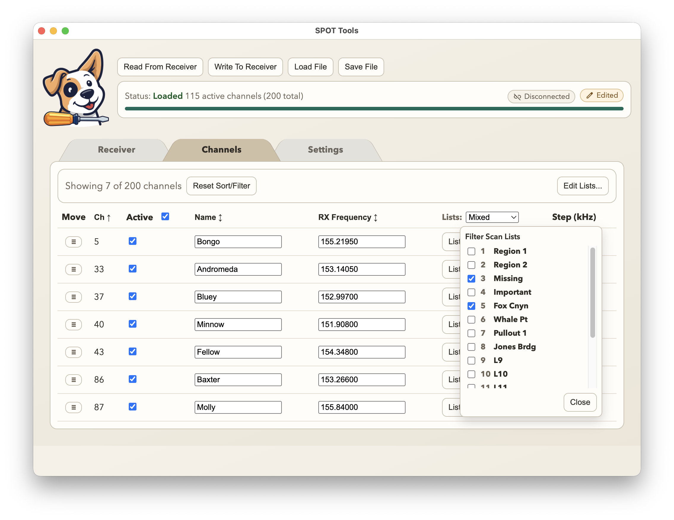 Mixed list filter example